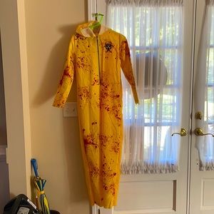 Hazard sign costume and mask.